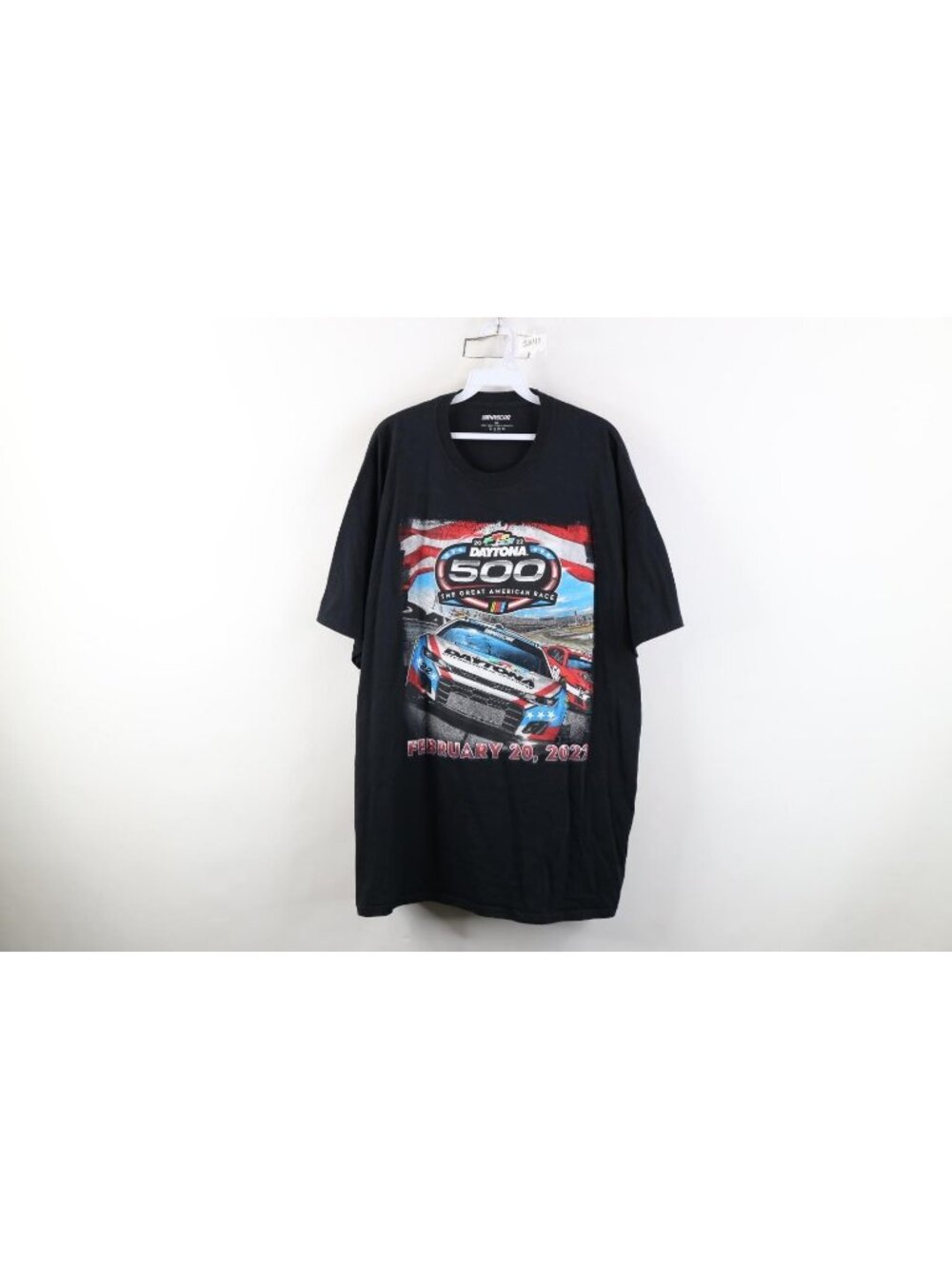 NASCAR Mens 2XL XXL Faded Spell Out 2022 Daytona 500 Car Racing T-Shirt Black